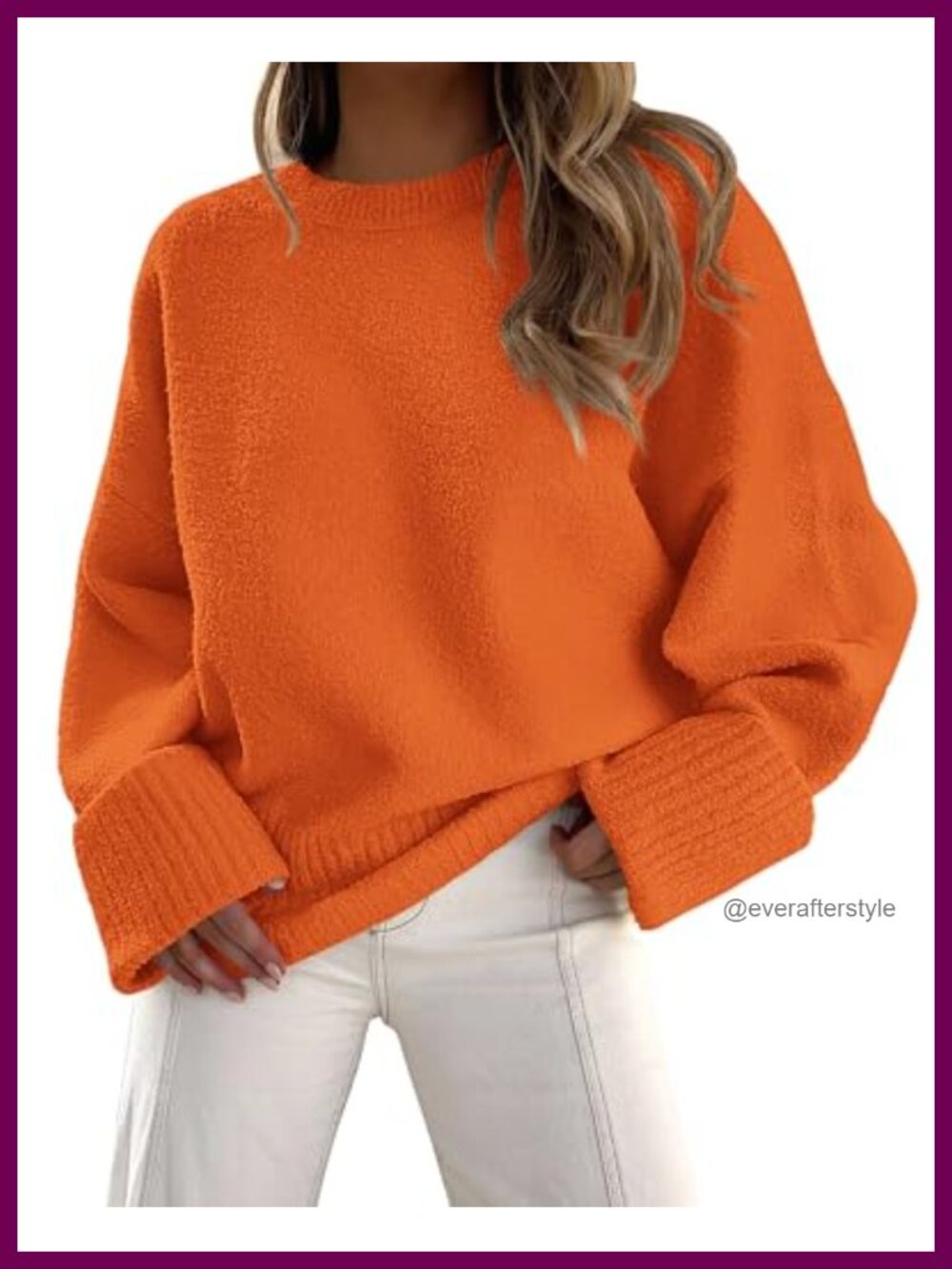 Oversized Fuzzy Pullover Sweater Women's Crewneck Long Sleeve Cozy Knit Top